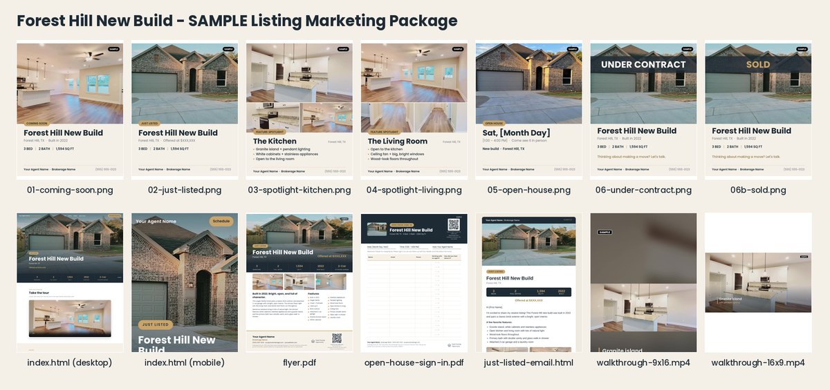 Everything in the sample listing package